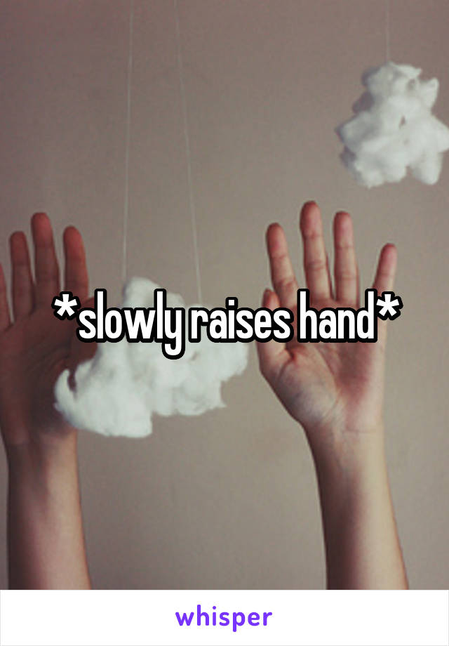 *slowly raises hand*