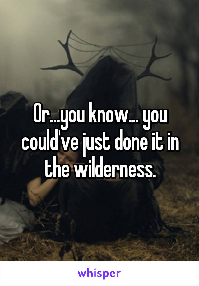 Or...you know... you could've just done it in the wilderness.