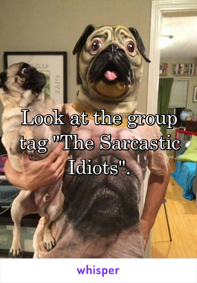 Look at the group tag "The Sarcastic Idiots".