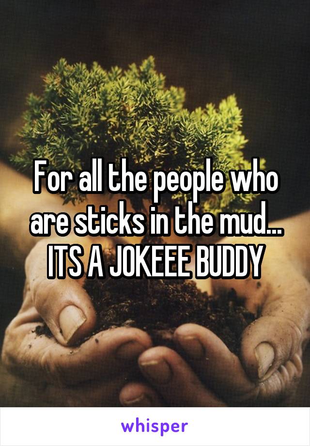 For all the people who are sticks in the mud...
ITS A JOKEEE BUDDY