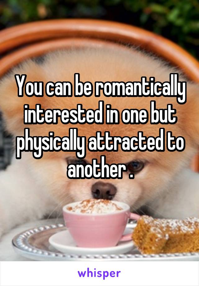 You can be romantically interested in one but physically attracted to another .
