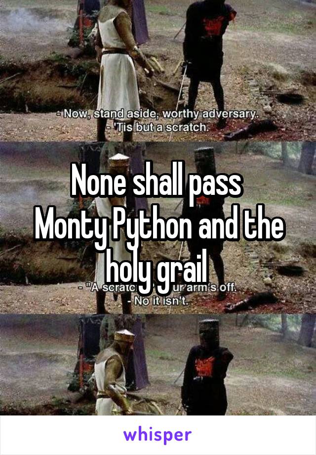 None shall pass 
Monty Python and the holy grail 
