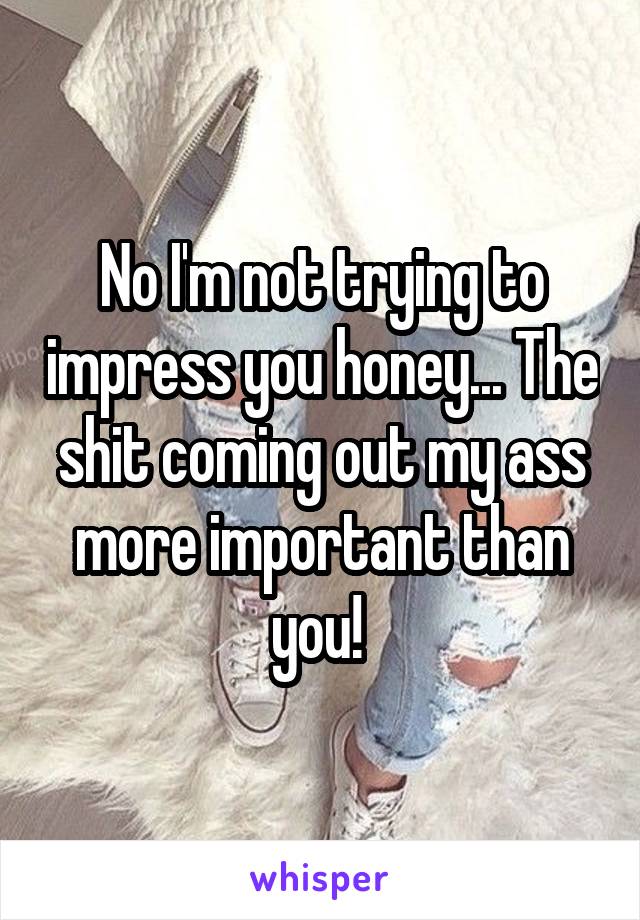 No I'm not trying to impress you honey... The shit coming out my ass more important than you! 