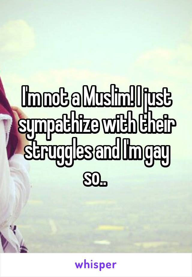 I'm not a Muslim! I just sympathize with their struggles and I'm gay so.. 