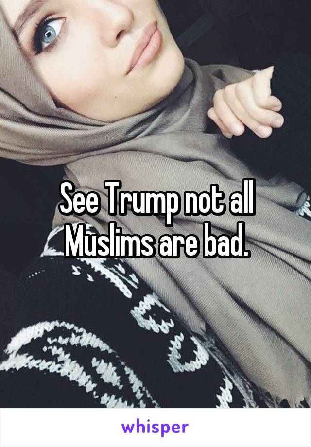 See Trump not all Muslims are bad.