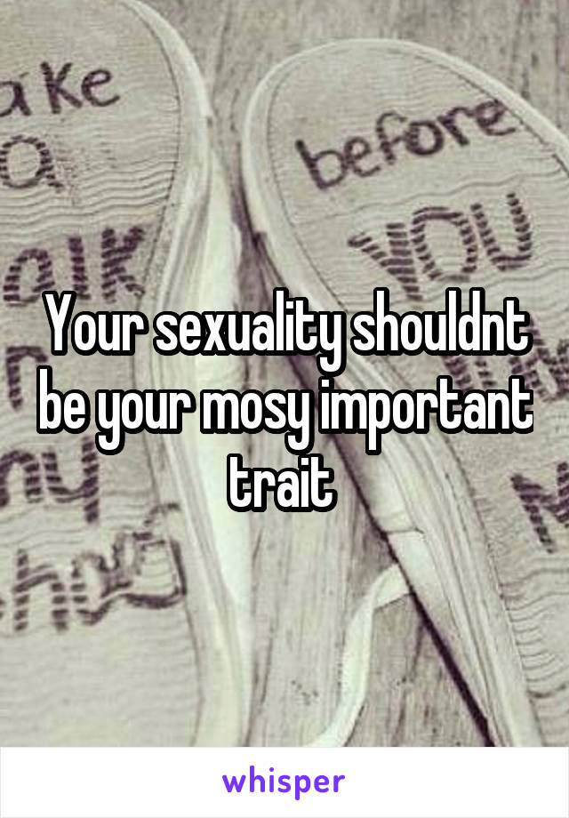 Your sexuality shouldnt be your mosy important trait 