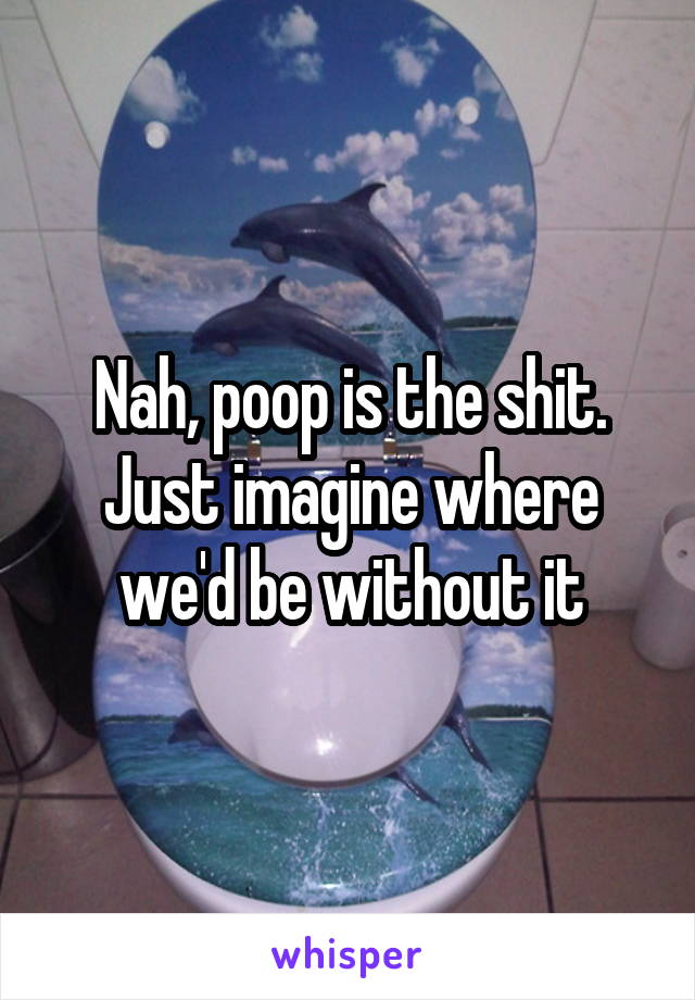 Nah, poop is the shit. Just imagine where we'd be without it