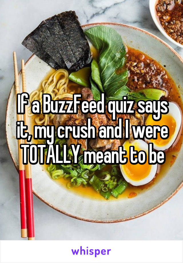 If a BuzzFeed quiz says it, my crush and I were TOTALLY meant to be