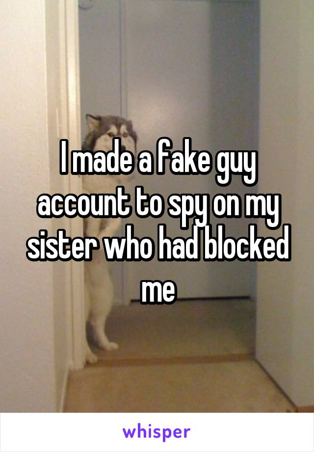I made a fake guy account to spy on my sister who had blocked me