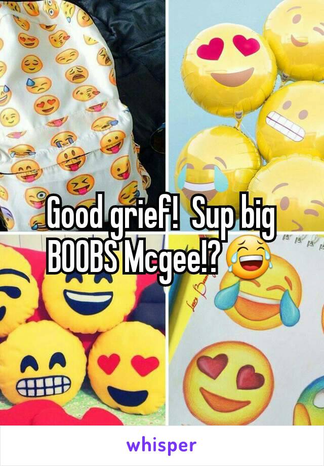 Good grief!  Sup big BOOBS Mcgee!?😂