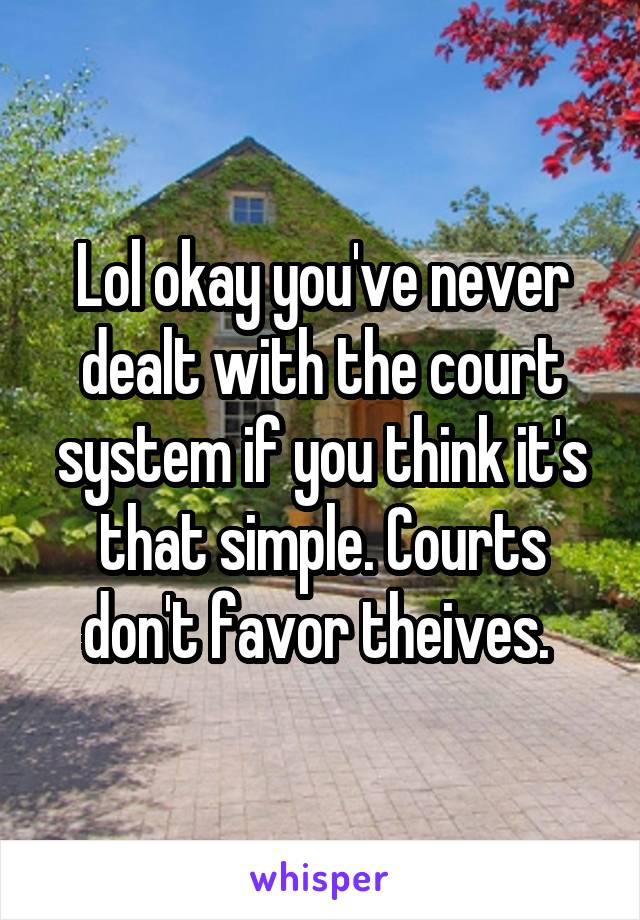 Lol okay you've never dealt with the court system if you think it's that simple. Courts don't favor theives. 