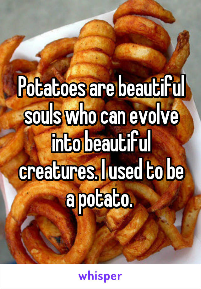 Potatoes are beautiful souls who can evolve into beautiful creatures. I used to be a potato. 