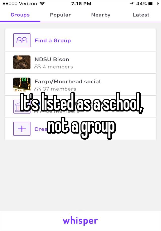 It's listed as a school, not a group