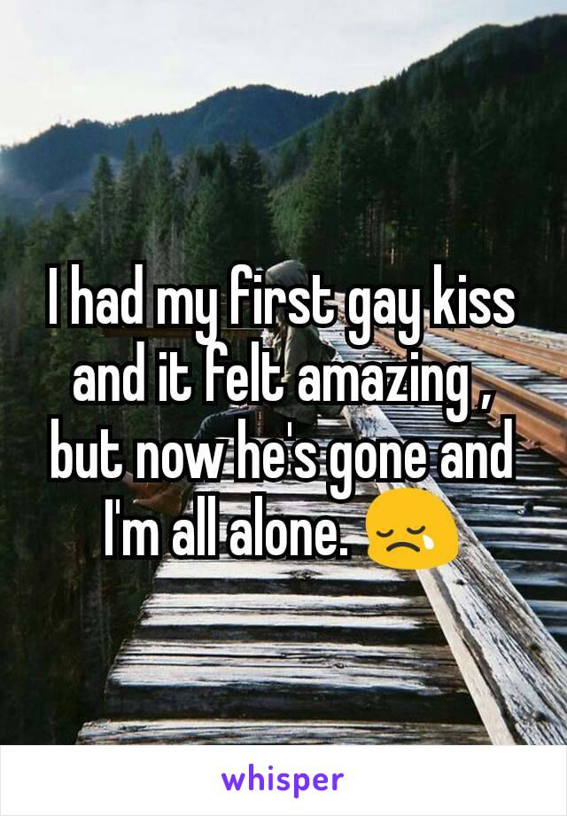 I had my first gay kiss and it felt amazing , but now he's gone and I'm all alone. 😢