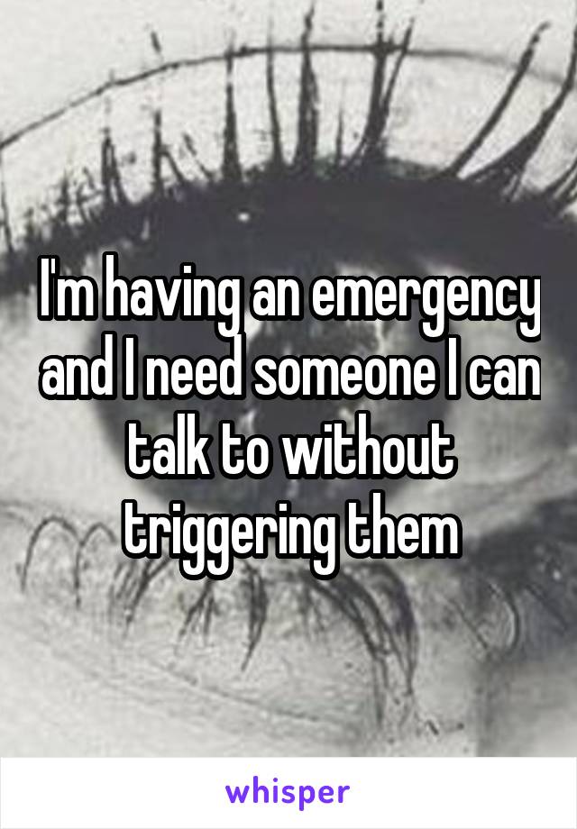 I'm having an emergency and I need someone I can talk to without triggering them