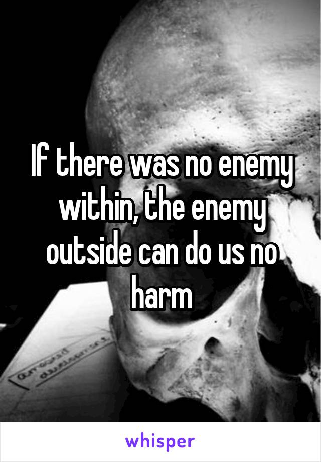 If there was no enemy within, the enemy outside can do us no harm