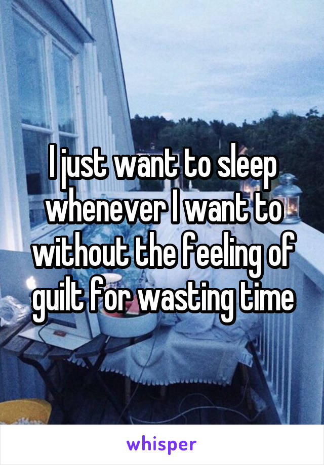 I just want to sleep whenever I want to without the feeling of guilt for wasting time