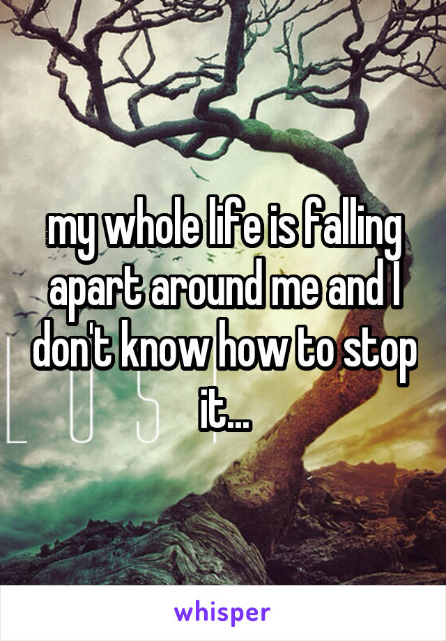 my whole life is falling apart around me and I don't know how to stop it...