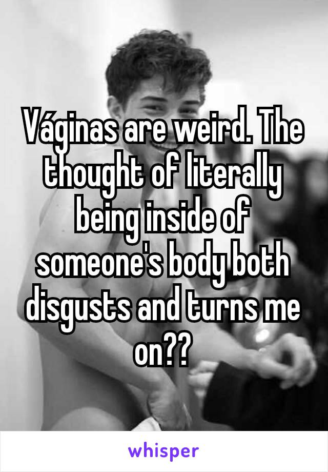 Váginas are weird. The thought of literally being inside of someone's body both disgusts and turns me on??