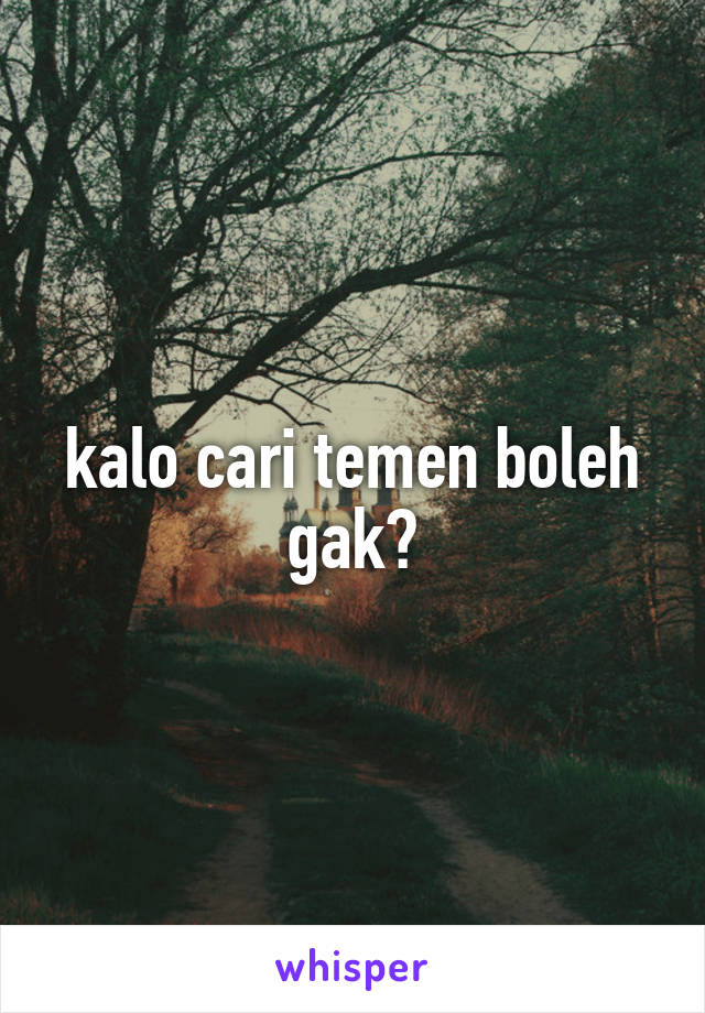 kalo cari temen boleh gak?