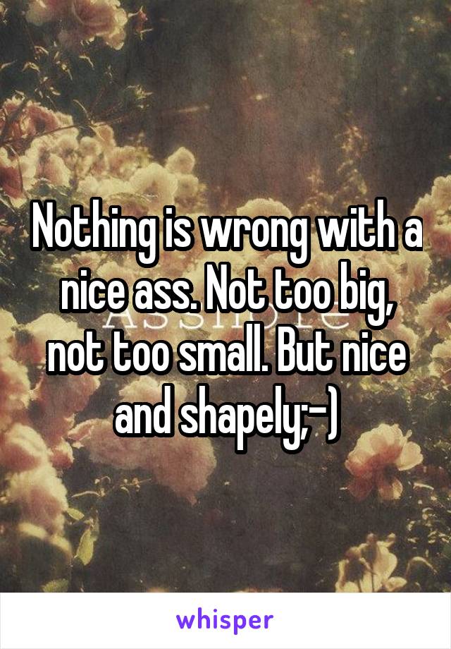 Nothing is wrong with a nice ass. Not too big, not too small. But nice and shapely;-)