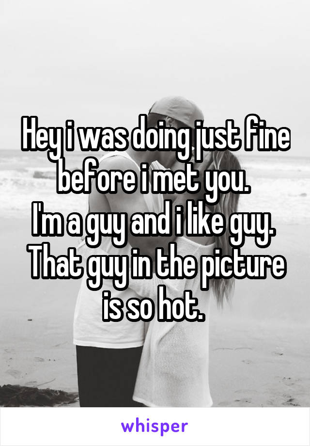 Hey i was doing just fine before i met you. 
I'm a guy and i like guy. 
That guy in the picture is so hot. 