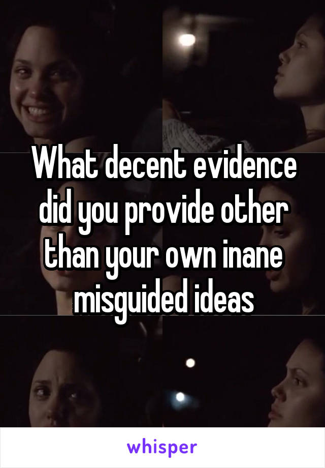 What decent evidence did you provide other than your own inane misguided ideas