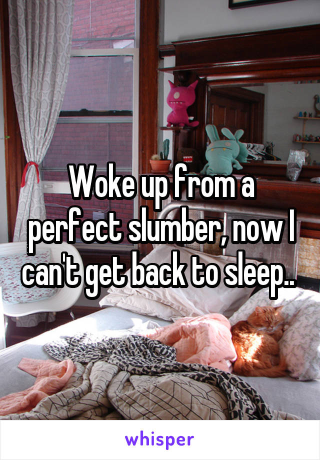 Woke up from a perfect slumber, now I can't get back to sleep.. 