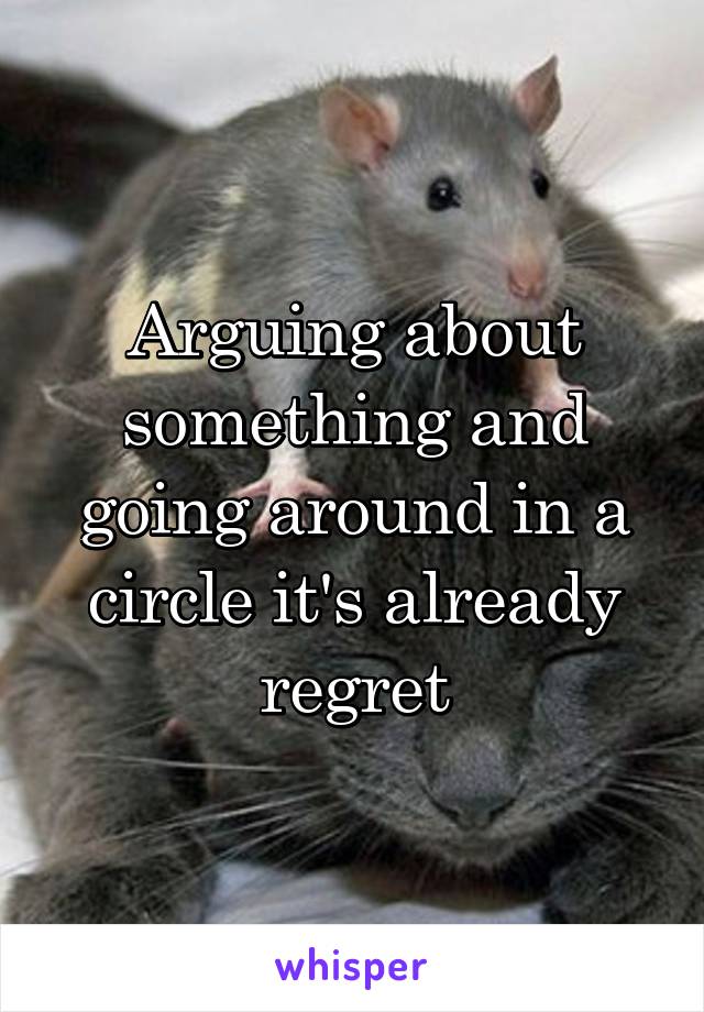 Arguing about something and going around in a circle it's already regret