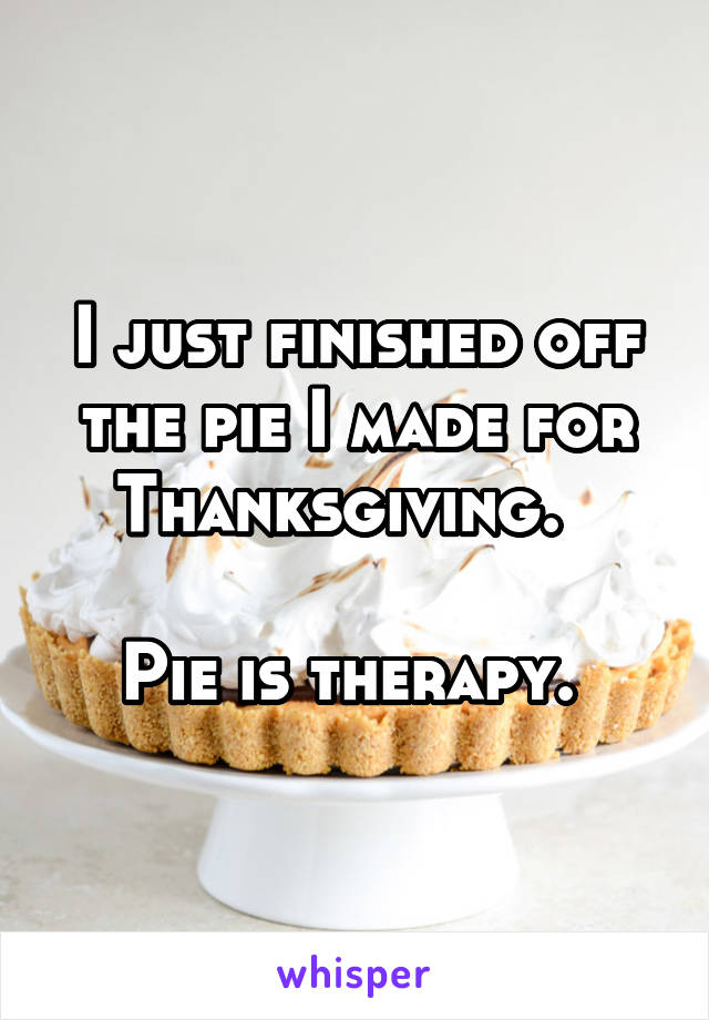 I just finished off the pie I made for Thanksgiving.  

Pie is therapy. 