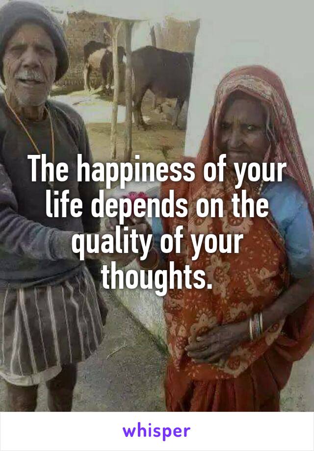 The happiness of your life depends on the quality of your thoughts.