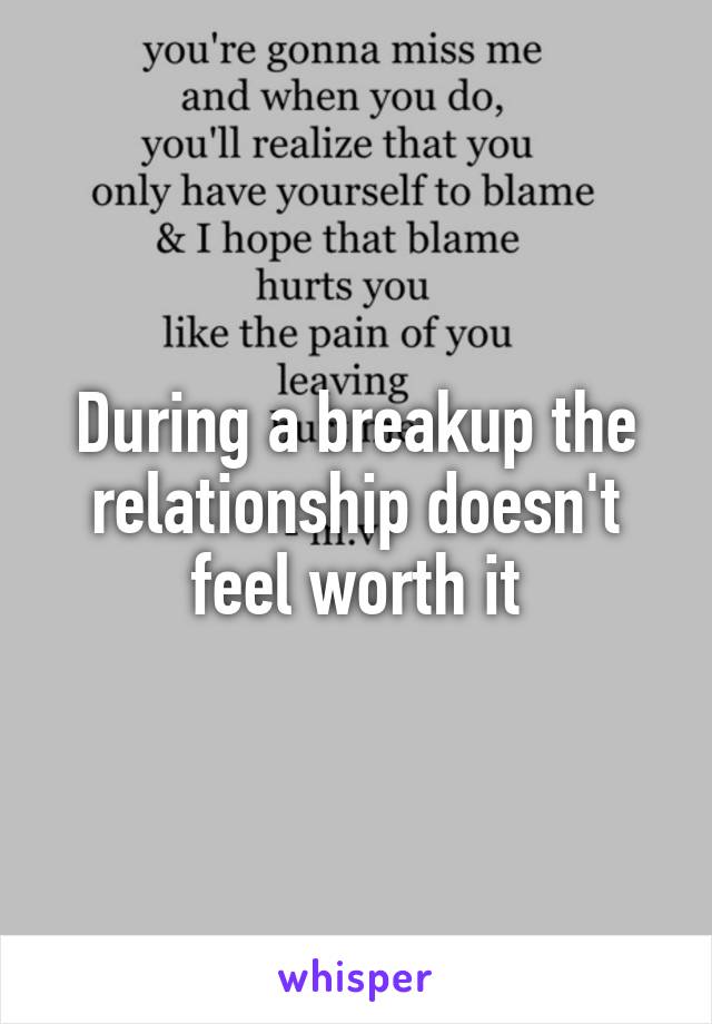 During a breakup the relationship doesn't feel worth it