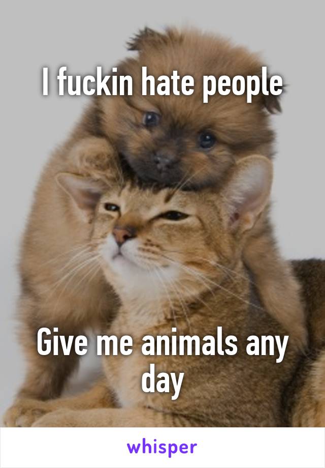 I fuckin hate people






Give me animals any day