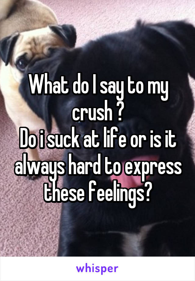 What do I say to my crush ?
Do i suck at life or is it always hard to express these feelings?