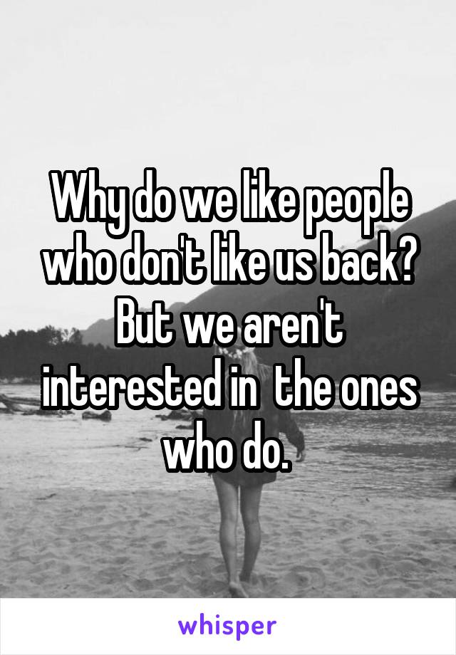 Why do we like people who don't like us back? But we aren't interested in  the ones who do. 