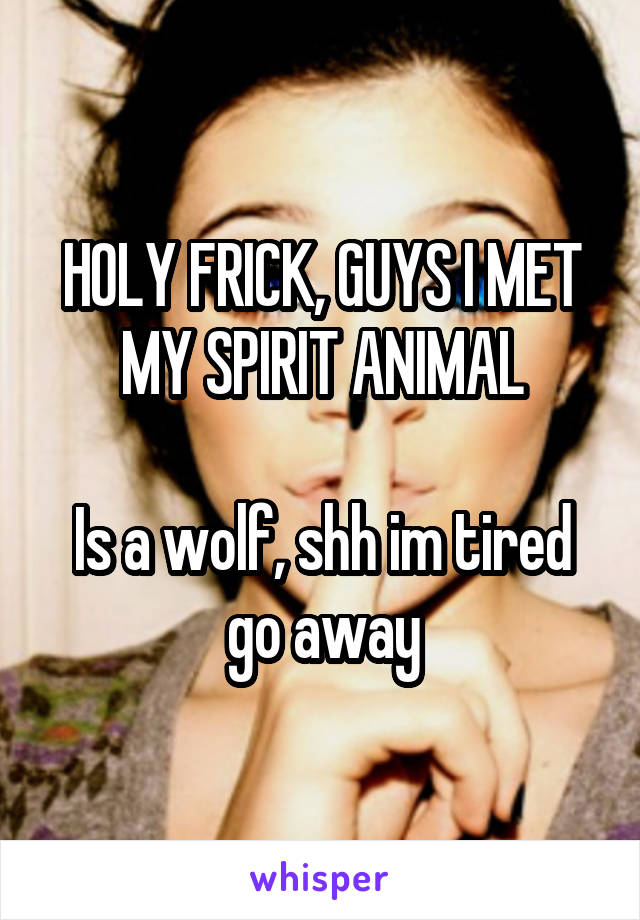 HOLY FRICK, GUYS I MET MY SPIRIT ANIMAL

Is a wolf, shh im tired go away