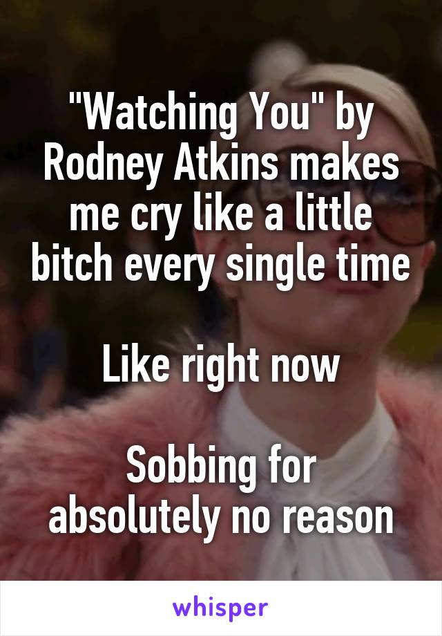 "Watching You" by Rodney Atkins makes me cry like a little bitch every single time

Like right now

Sobbing for absolutely no reason