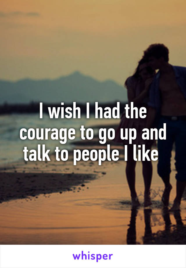 I wish I had the courage to go up and talk to people I like 