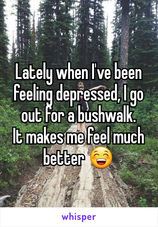 Lately when I've been feeling depressed, I go out for a bushwalk.
It makes me feel much better 😁