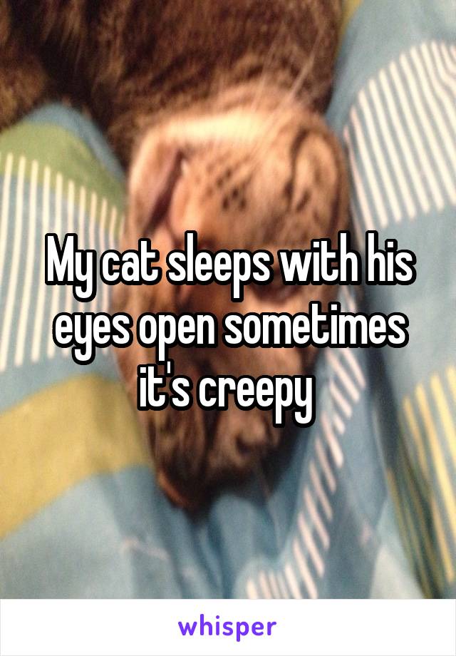 My cat sleeps with his eyes open sometimes it's creepy 