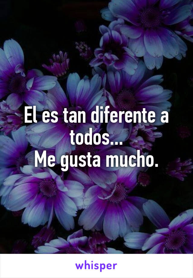 El es tan diferente a todos...
Me gusta mucho.