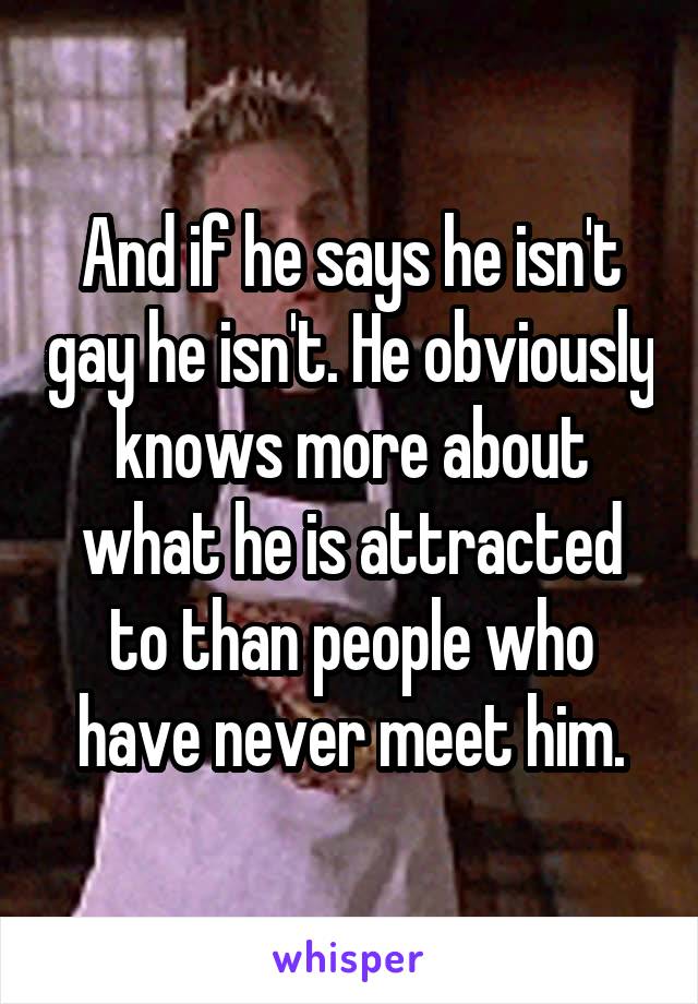 And if he says he isn't gay he isn't. He obviously knows more about what he is attracted to than people who have never meet him.
