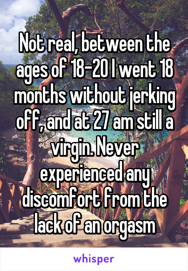 Not real, between the ages of 18-20 I went 18 months without jerking off, and at 27 am still a virgin. Never experienced any discomfort from the lack of an orgasm