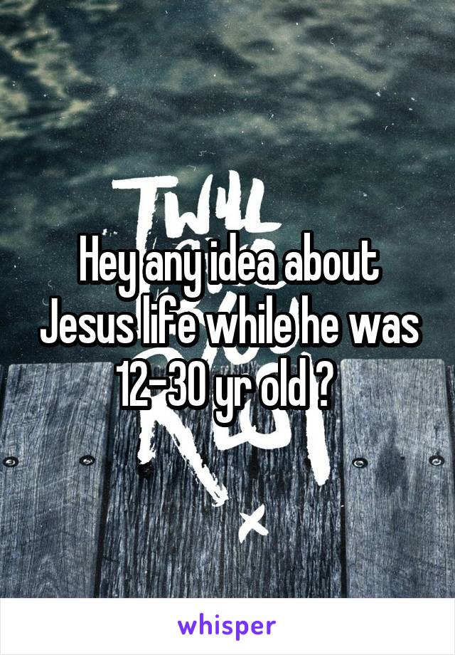 Hey any idea about Jesus life while he was 12-30 yr old ? 