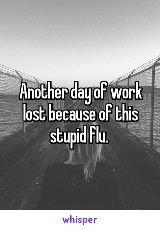 Another day of work lost because of this stupid flu. 