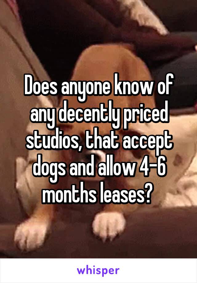 Does anyone know of any decently priced studios, that accept dogs and allow 4-6 months leases? 