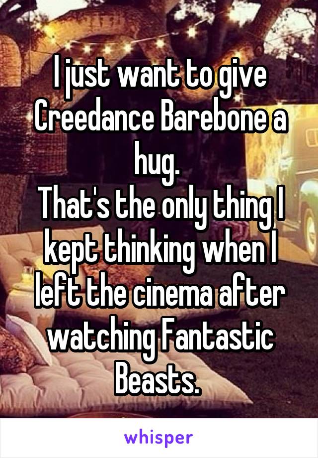 I just want to give Creedance Barebone a hug. 
That's the only thing I kept thinking when I left the cinema after watching Fantastic Beasts. 