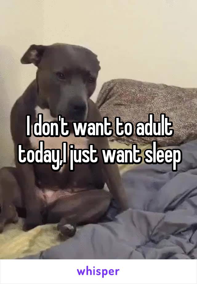 I don't want to adult today,I just want sleep