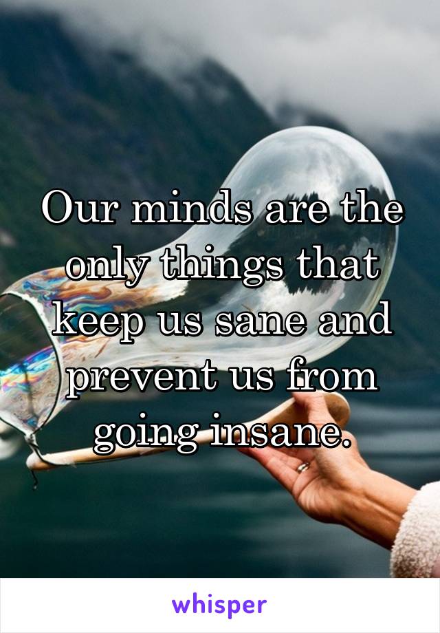 Our minds are the only things that keep us sane and prevent us from going insane.