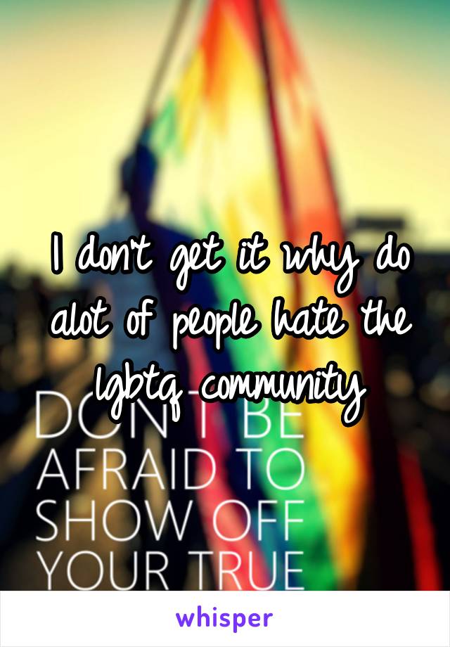 I don't get it why do alot of people hate the lgbtq community